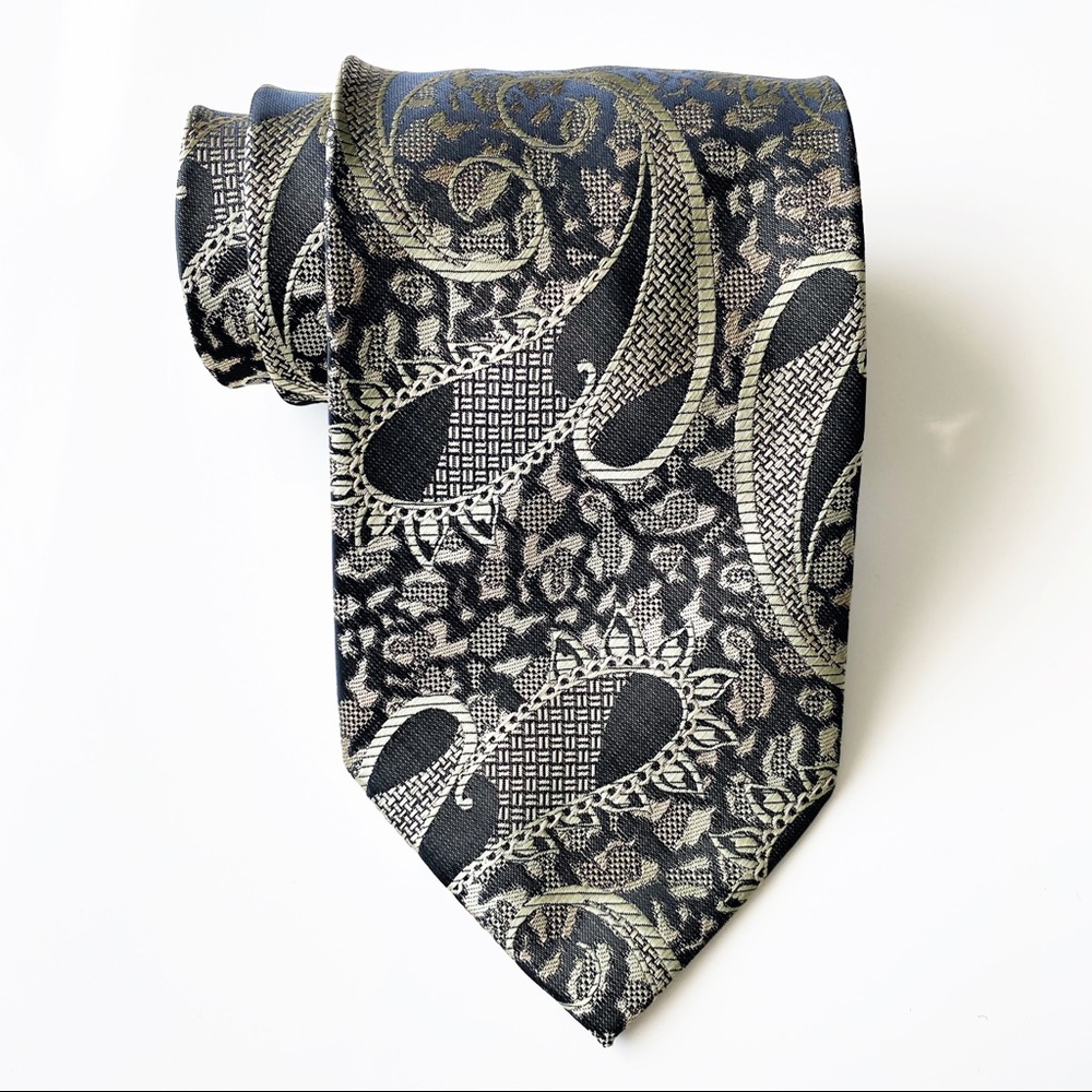 😊4/$20 Fratello Green Brocade Paisley Silk Tie